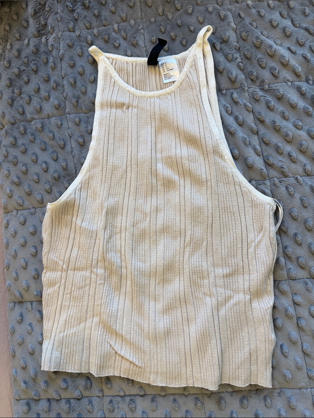 H&M Men's Ribbed Sleeveless Crewneck Sweater Tank in Cream